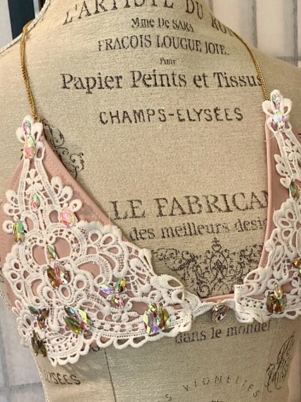 SHEIN Pink Lace Embellished Bralette